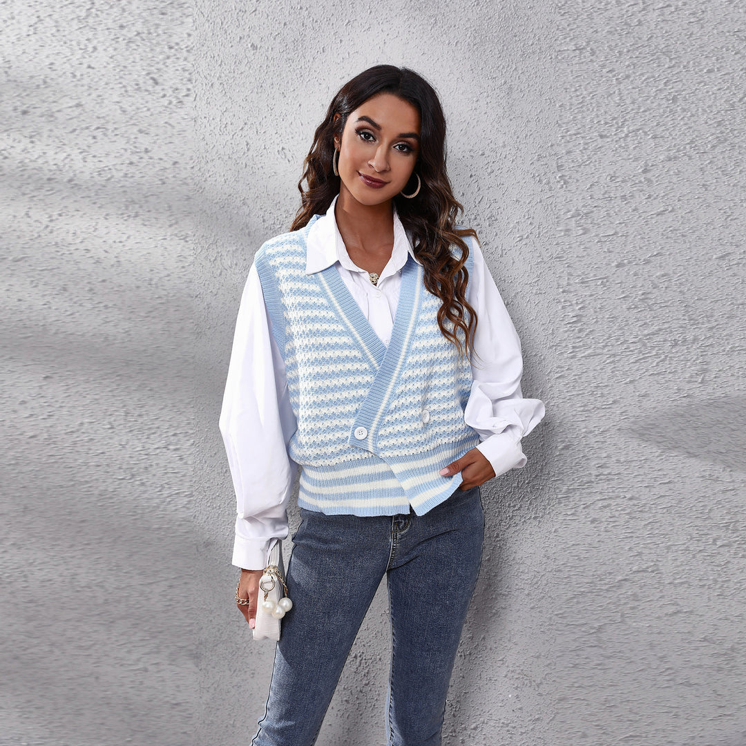 Damen Strickweste mit modernem Zickzackmuster und vorteilhaftem Schnitt EB
