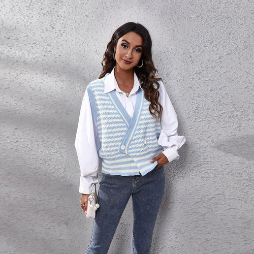Damen Strickweste mit modernem Zickzackmuster und vorteilhaftem Schnitt EB