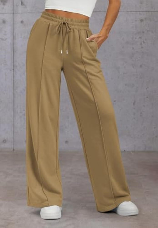 Damen Komfortable Weite Sweatpants mit elastischem Bund und praktischen Taschen EB