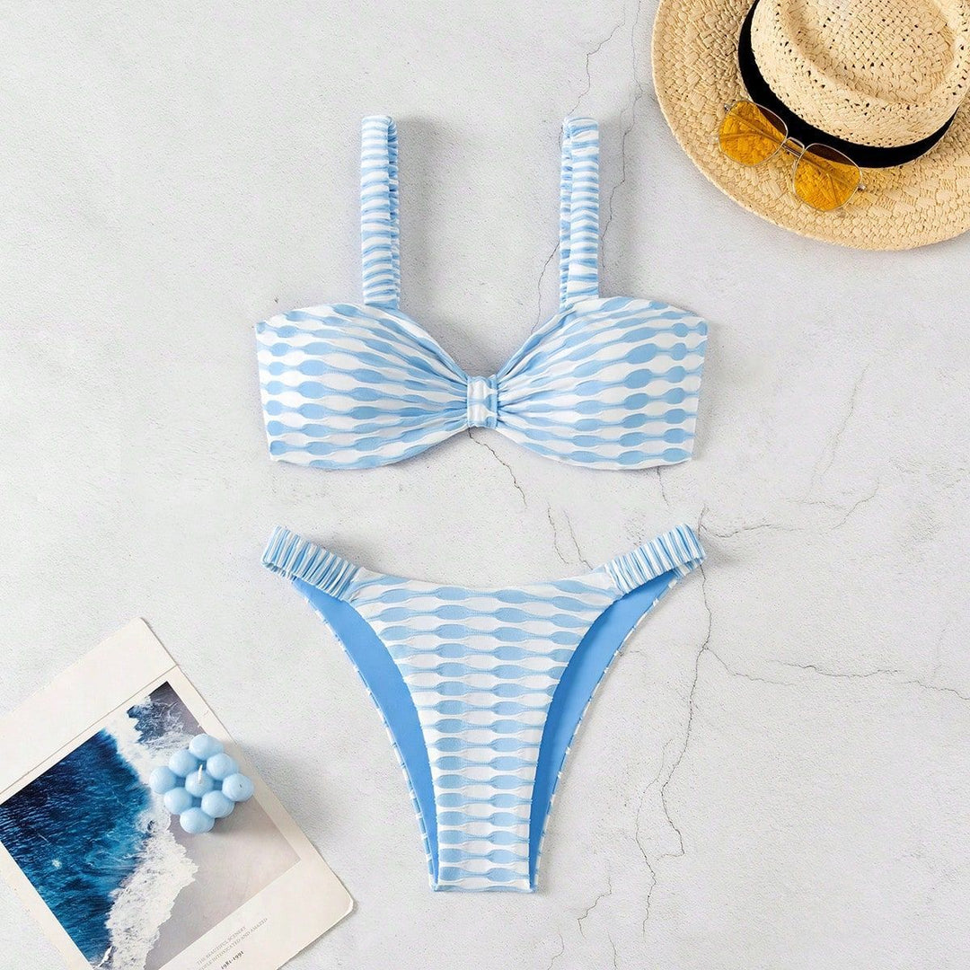Damen Bandeau-Bikini mit einzigartigem Muster und verstellbaren Trägern EB