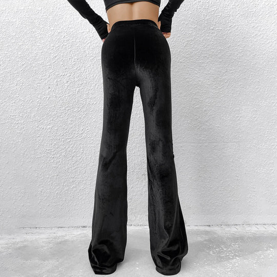 Damen samtige Highwaist‑Schlaghose mit weitem Bein und sculptender Passform Eichborn Berlin
