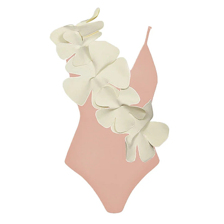 Damen Badeanzug mit kunstvollen 3D Blumenapplikationen EB