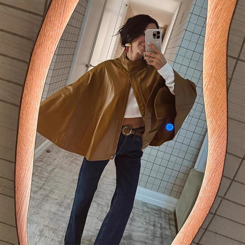 Damen Kunstlederjacke mit schickem Kapuzen-Design EB
