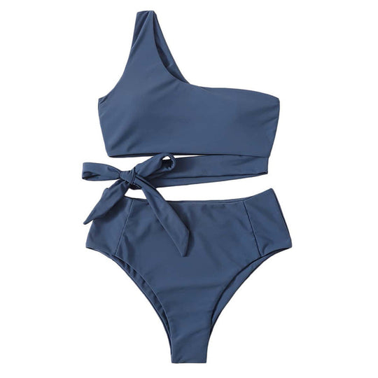 Damen Bikiniset mit asymmetrischem Oberteil und hohem Taillenschnitt EB