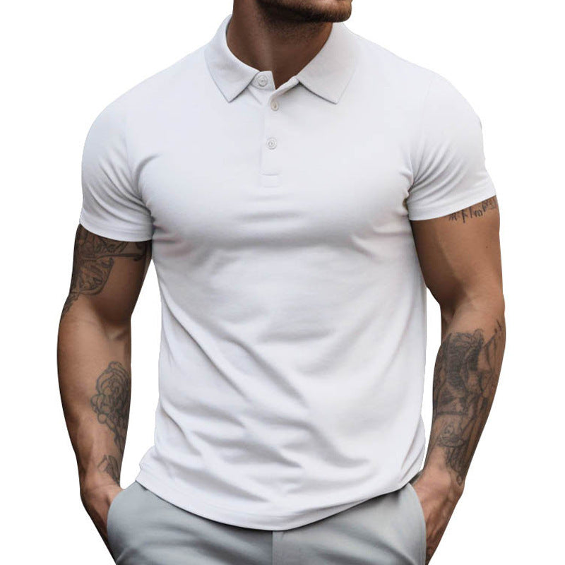 Herren nan tailliertes elastisches Piqué-Poloshirt mit klassischem Kragen EB