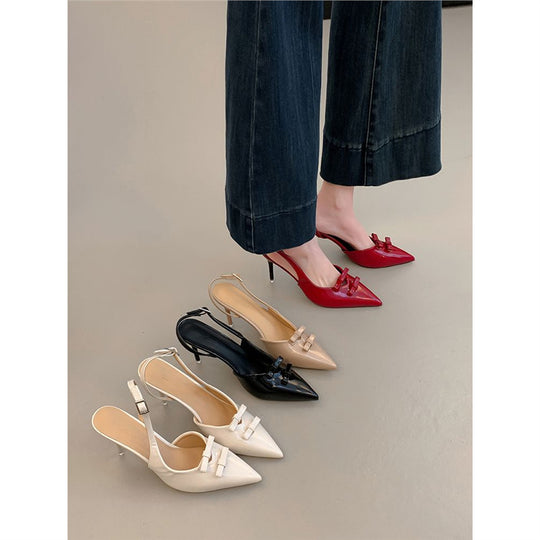 Damen elegante Slingback-Pumps mit Schleifenverzierung EB