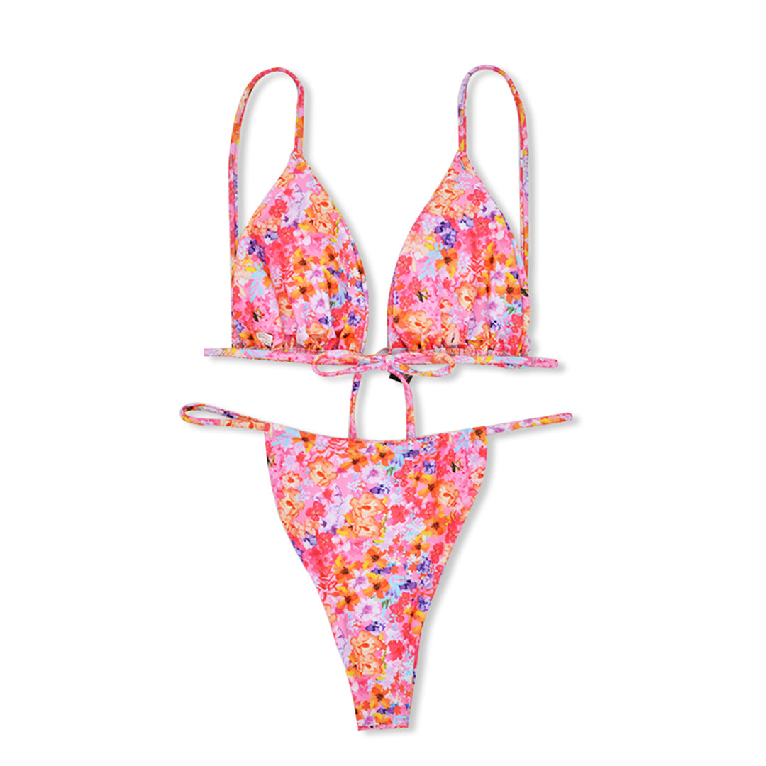 Damen Blumenmuster Triangel-Bikini EB
