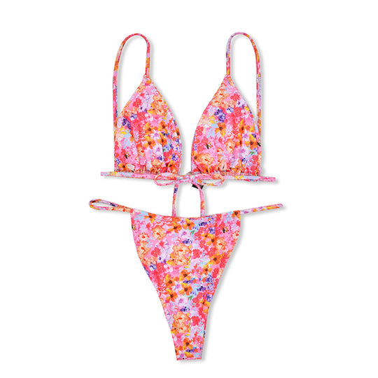 Damen Blumenmuster Triangel-Bikini EB