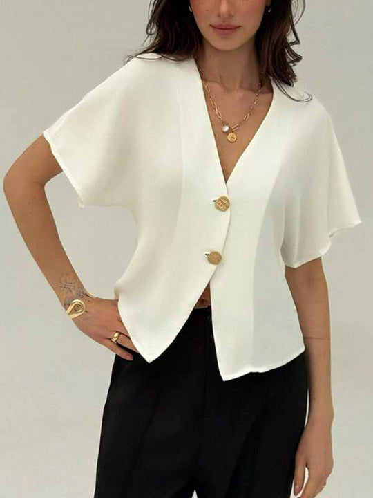 Damen Lockere Bluse mit umschlagbaren Ärmeln EB