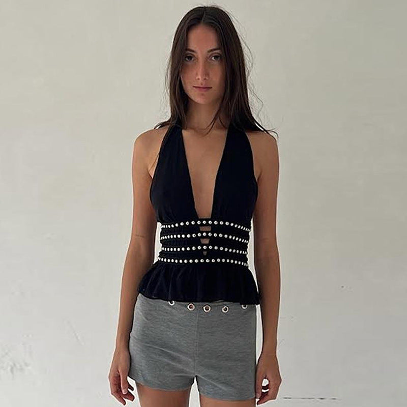 Damen Off-Shoulder Top mit zarten Spitzenakzenten EB