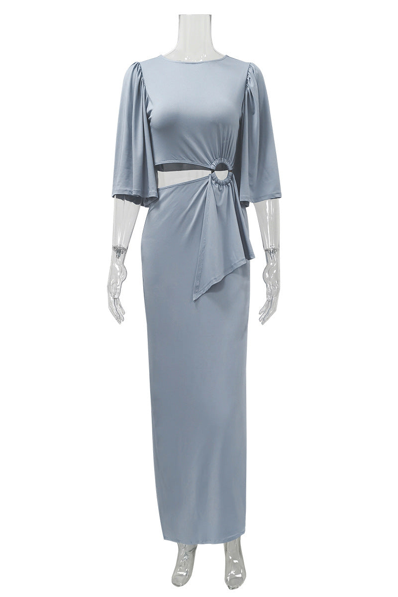 Damen elegantes Maxikleid mit raffiniertem Drapierungsdetail EB