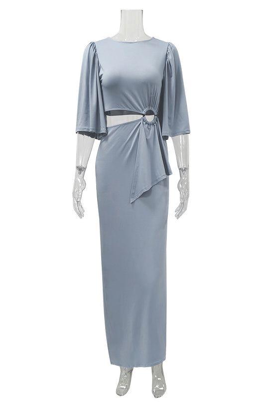 Damen elegantes Maxikleid mit raffiniertem Drapierungsdetail EB