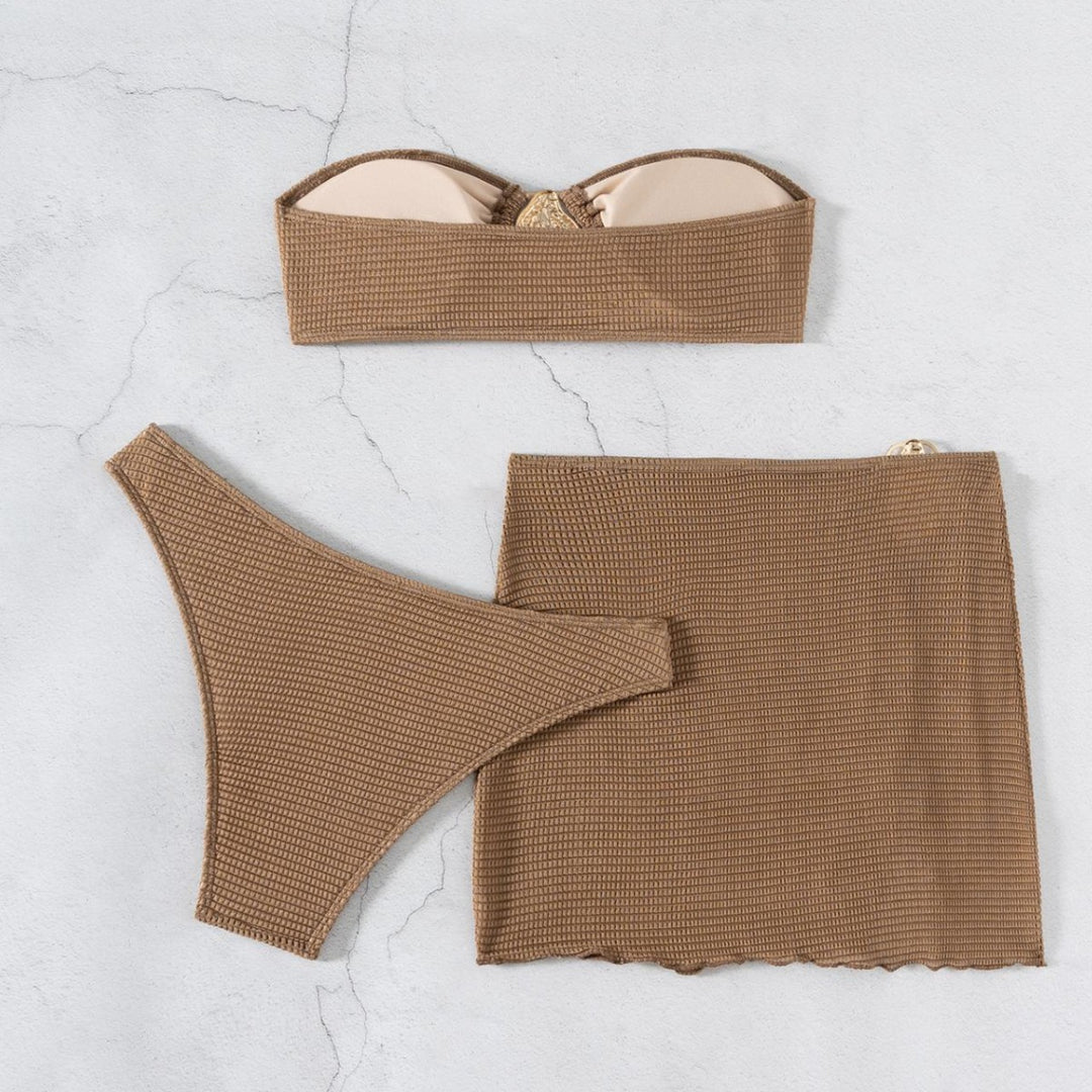 Damen Bandeau-Bikini-Set mit schickem Faltendetail EB