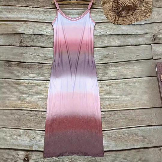 Damen Maxikleid mit tiefem V-Ausschnitt und lässigem Schnitt EB