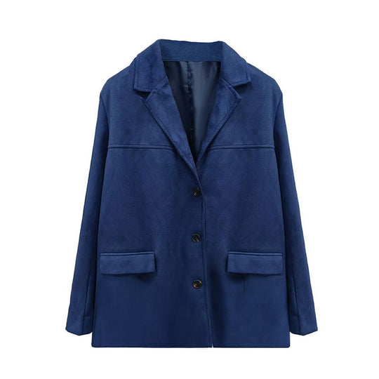 Damen modische Übergangsjacke aus samtähnlichem Material mit praktischen Taschen EB