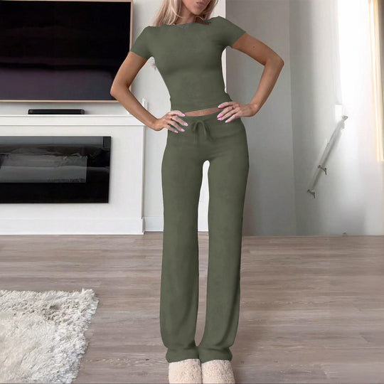 Damen Bequemer Loungeanzug mit kurzem Oberteil und weitem Schnitt EB