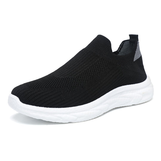 Damen Bequeme Slip-On Sneakers mit atmungsaktivem Strick-Obermaterial und flexiblem Fußbett EB