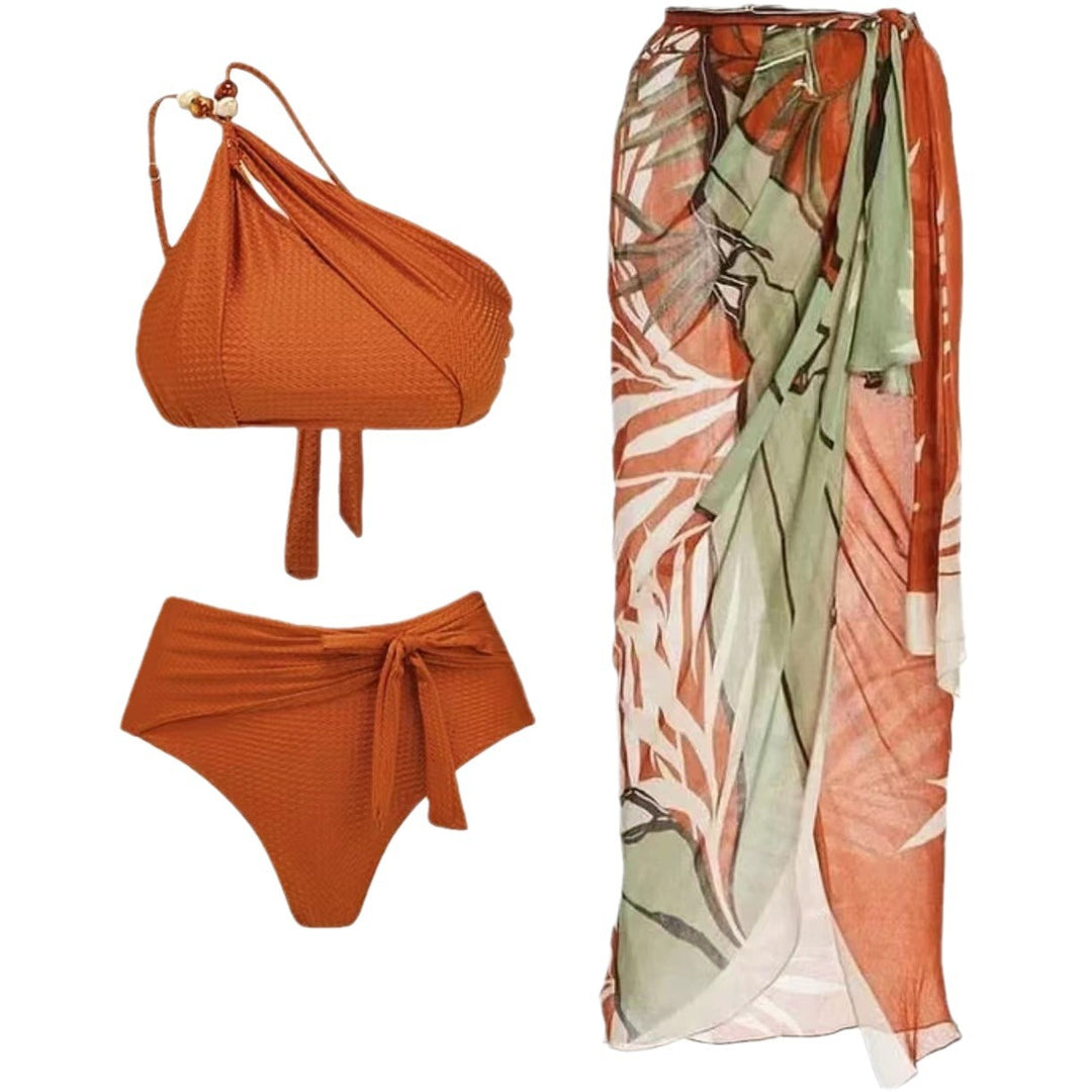 Damen Bikini-Set mit asymmetrischem Oberteil und elegantem Wickelrock EB