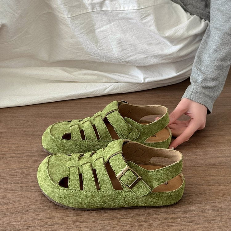 Damen Komfortable und stilvolle Ledersandalen mit verstellbarem Riemen EB