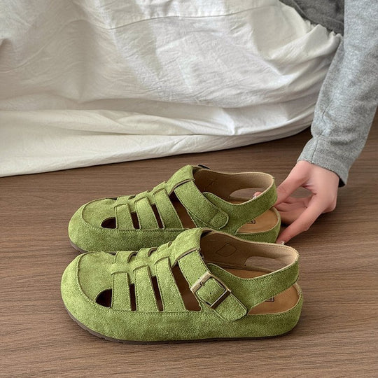 Damen Komfortable und stilvolle Ledersandalen mit verstellbarem Riemen EB