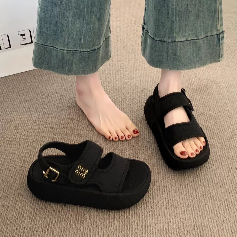 Damen Bequeme Sandalen mit verstellbarem Riemen und gepolsterter Sohle EB