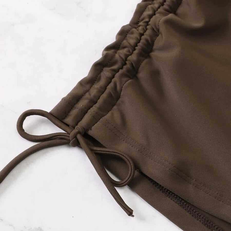 Damen Cropped Top mit dekorativen Rüschendetails und hohem Bund EB