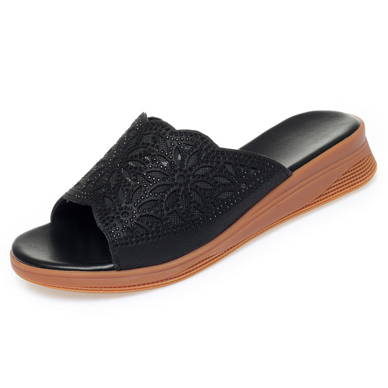 Damen elegante und komfortable Riemchensandalen mit floralem Design EB