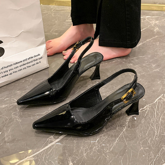 Damen Slingback-Pumps mit edlem Lackleder und aufregendem Absatzdesign EB