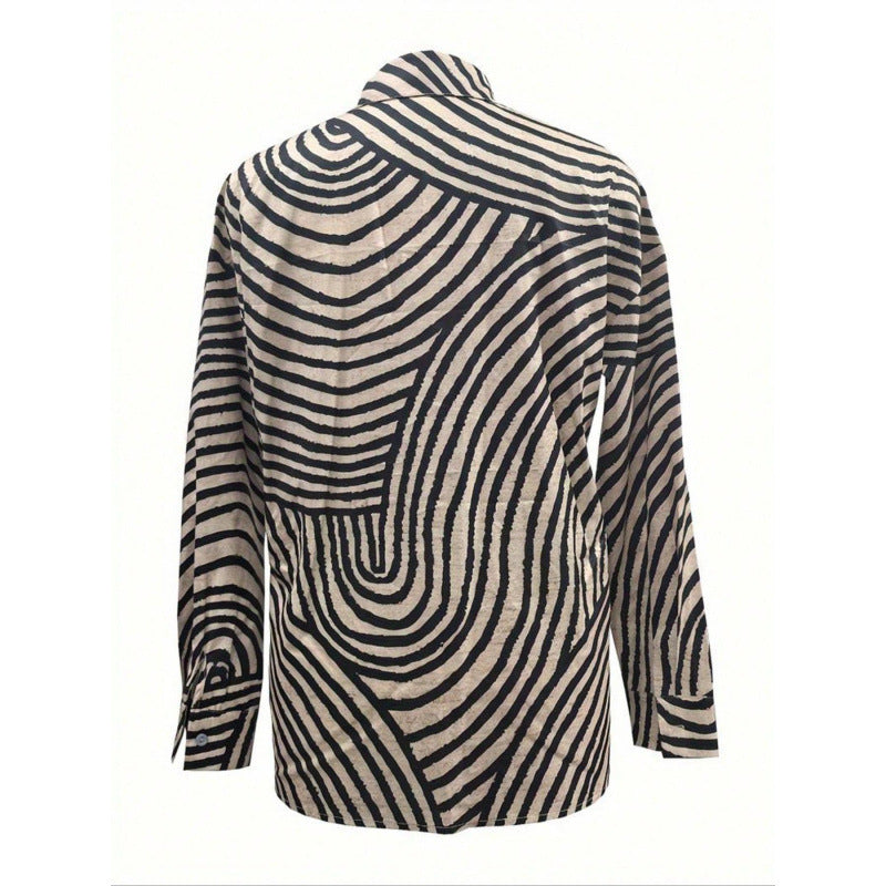 Damen modernes Hemdblusenshirt mit grafischem Muster EB