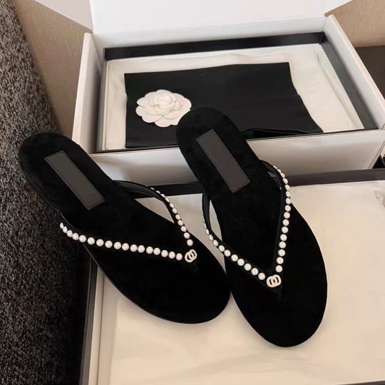 Damen Elegante und luxuriöse Perlensandalen EB