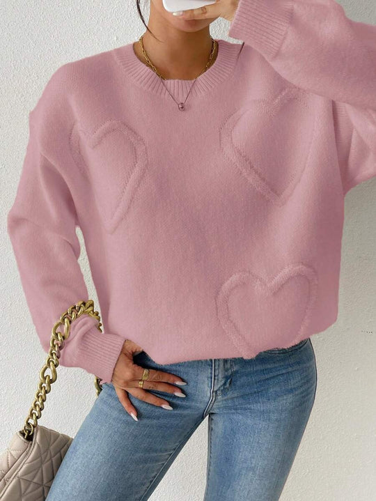 Damen Strickpullover mit Herzoptik und lässigem Schnitt EB