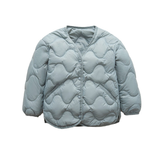 Damen gesteppte Daunenjacke mit modernen Wellenmustern und praktischen Taschen EB