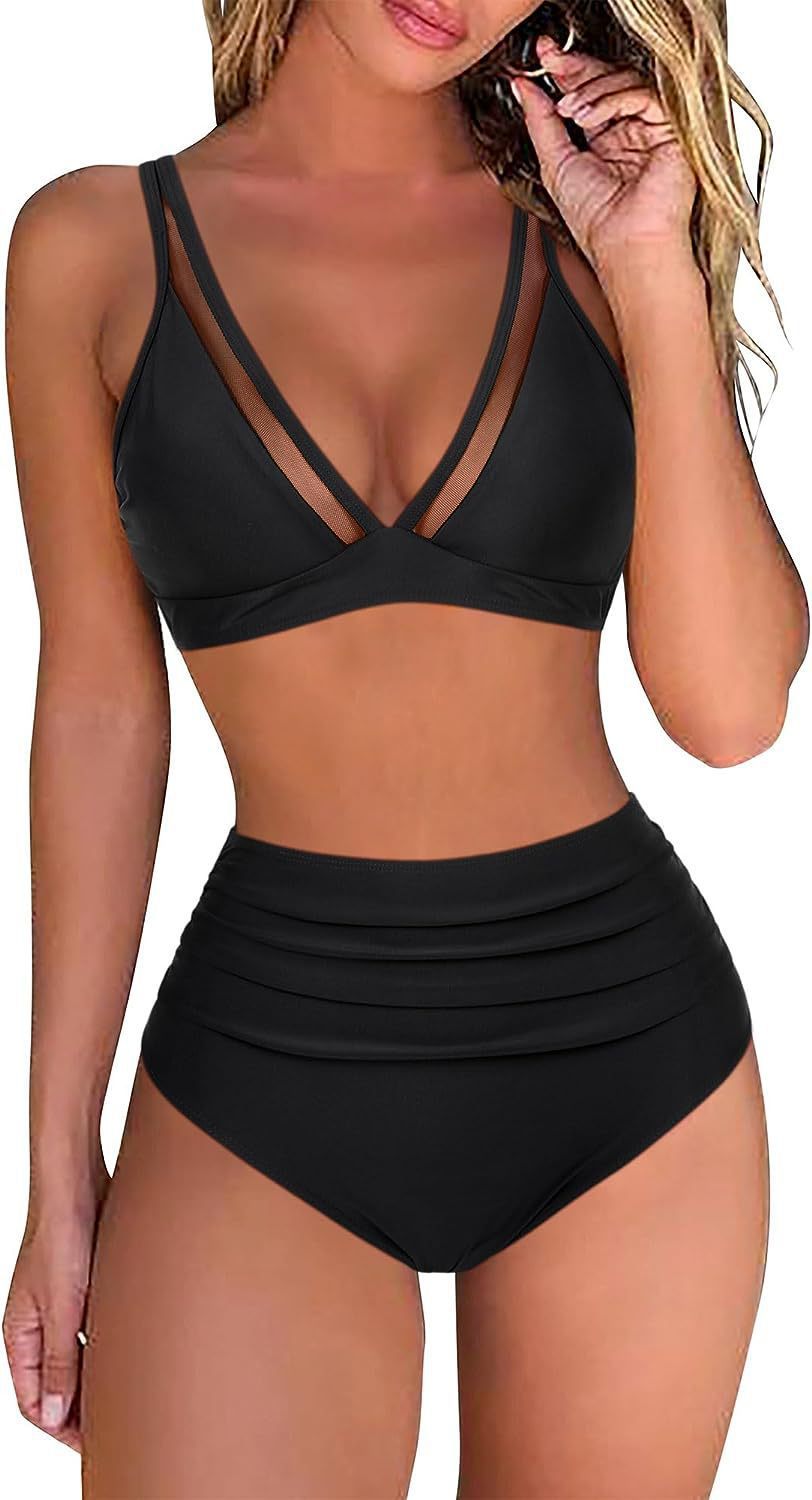 Damen Sportliches Bikini-Set mit atmungsaktiver Mesh-Ausschnittherstellung EB