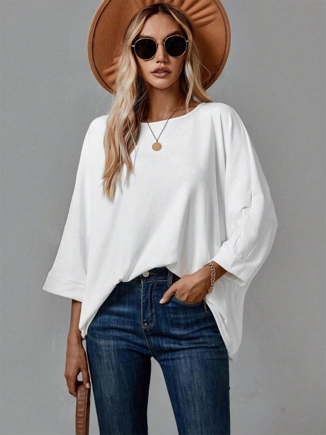 Damen Oversized Oberteil mit lässigem Schnitt und überschnittenen Ärmeln EB