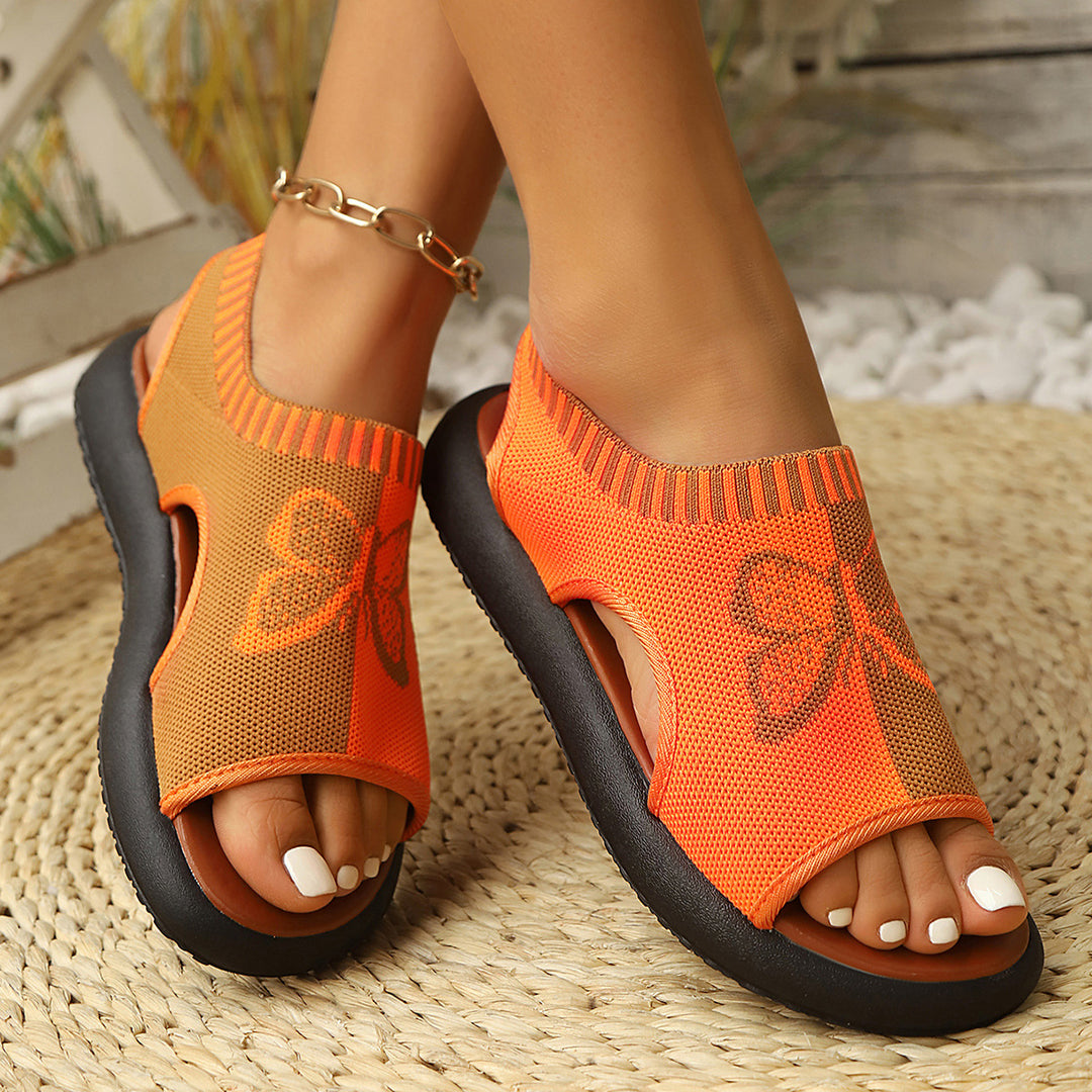 Damen Freizeit-Sandalen mit modischem Blumen-Design EB