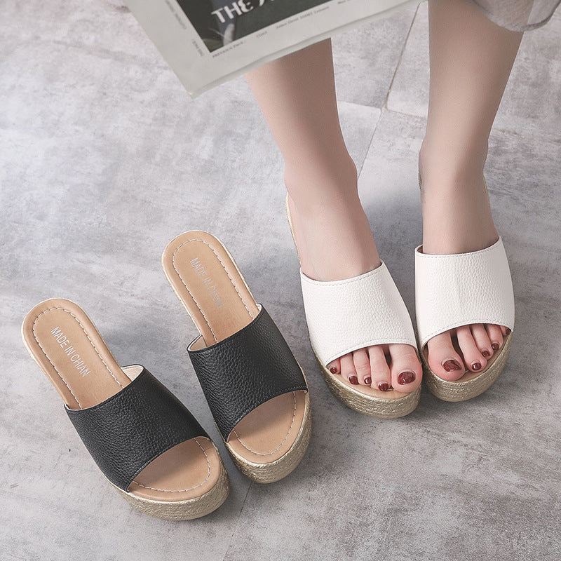 Damen bequeme Plateau-Sandalen mit stilvollem Riemendesign und gepolsterter Innensohle EB