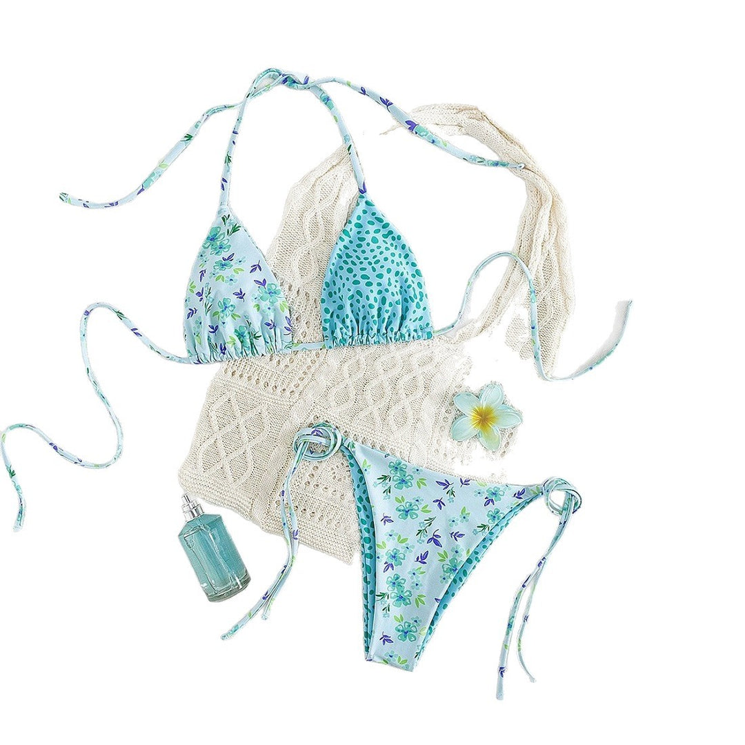 Damen Triangel-Bikini-Set mit hübschen Blumenmustern EB