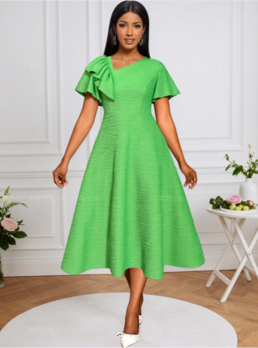 Damen elegantes Midikleid mit Rüschen-Details EB