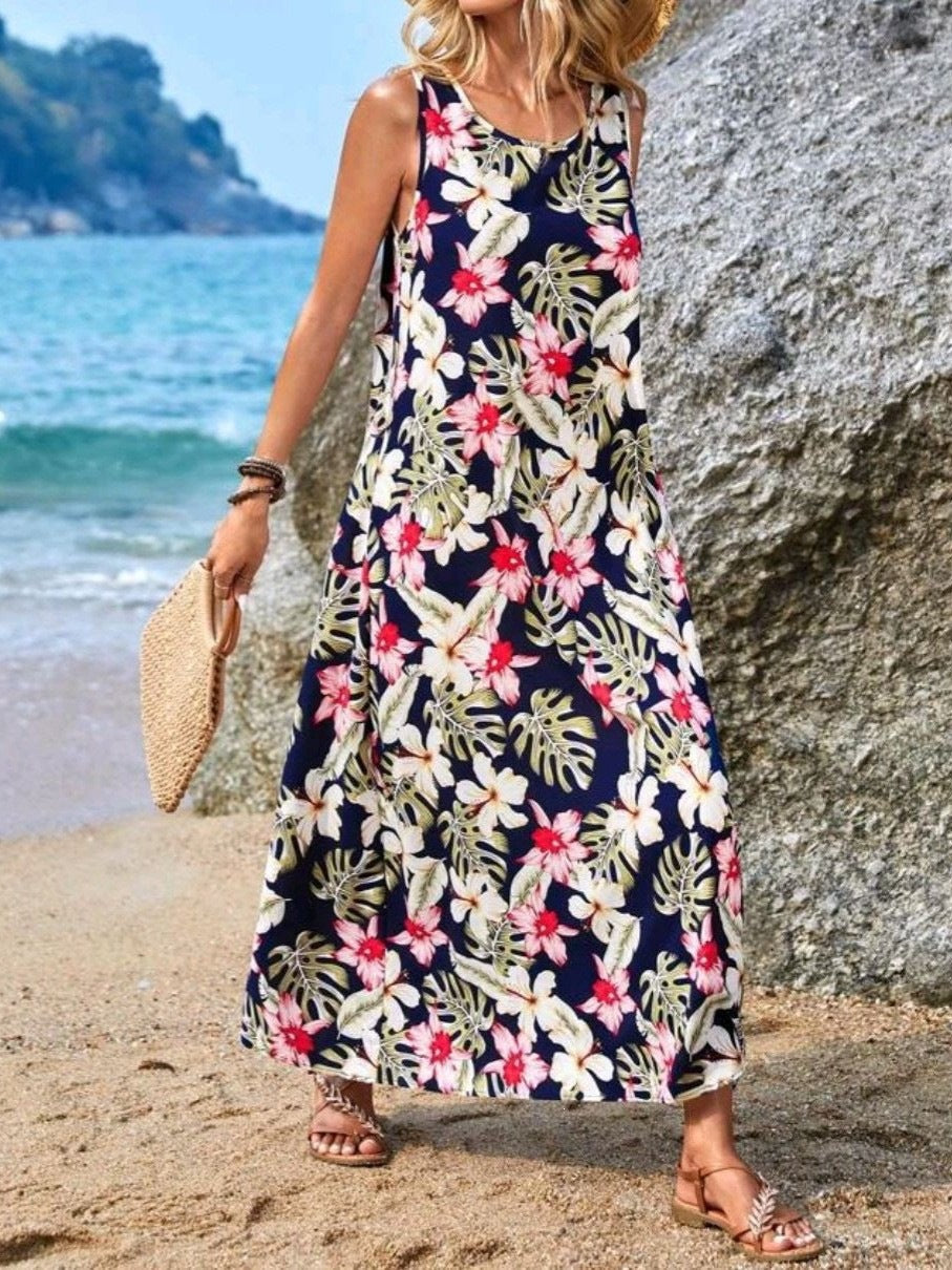 Damen Maxikleid mit einzigartigen Schmetterlingsdruck EB