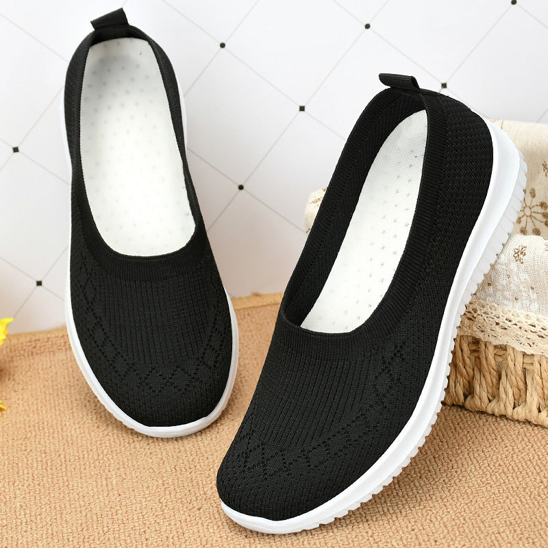 Damen nan nahtloser Strick-Ballerina-Slip mit sockenähnlichem Schaft, elastischem Einstieg und dämpfender Leichtlaufsohle EB