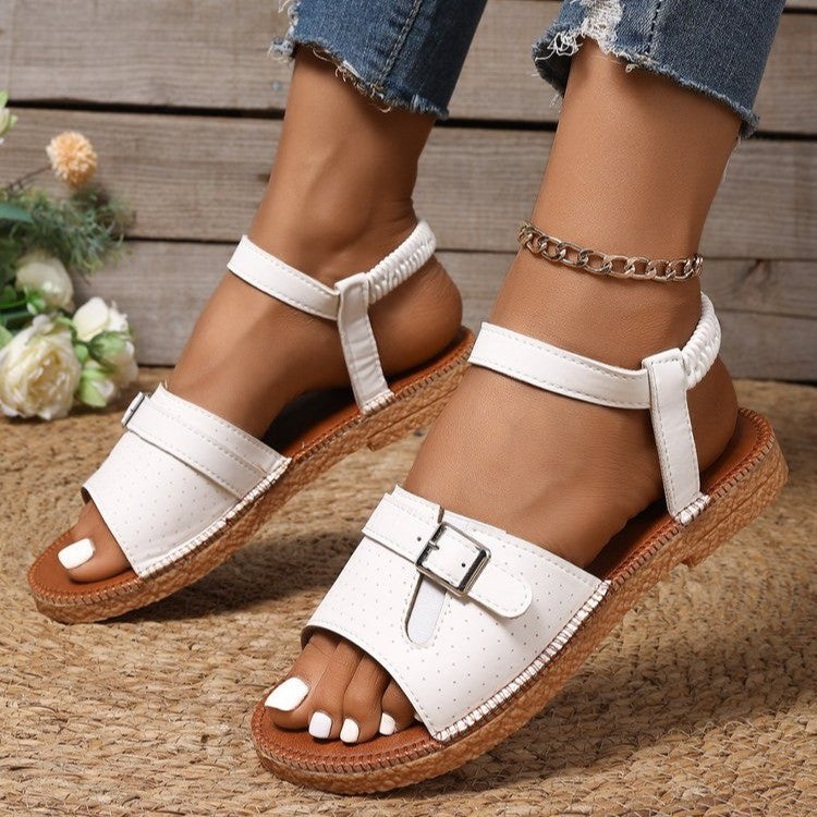 Damen bequeme und stilvolle Riemchen-Sandalen mit verstellbarem Riemen EB
