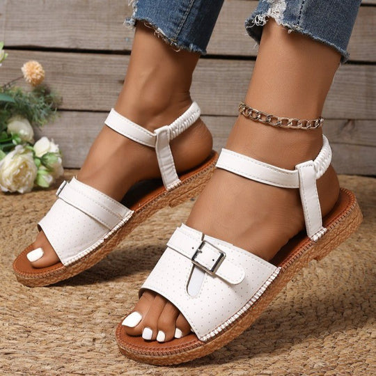 Damen bequeme und stilvolle Riemchen-Sandalen mit verstellbarem Riemen EB