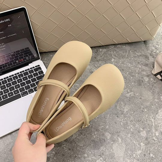 Damen Ballerina-Schuhe mit verstellbarem Riemchen und komfortablem Fußbett EB