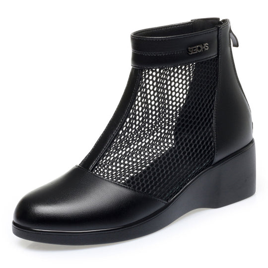 Damen Modische Stiefeletten mit durchlässigem Netzmaterial und bequemem Absatz EB