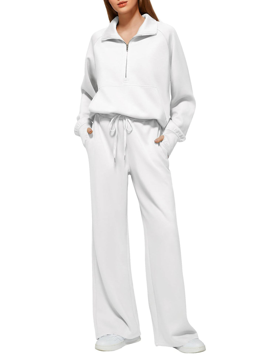 Damen Sportives Set mit Stehkragen und weitem Beinschnitt EB