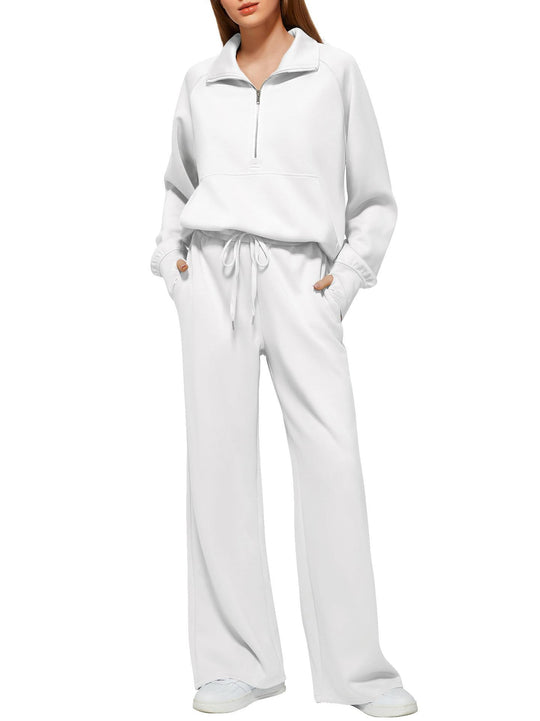 Damen Sportives Set mit Stehkragen und weitem Beinschnitt EB