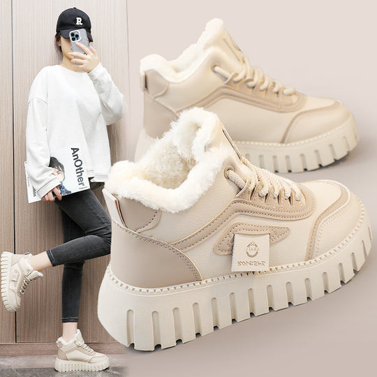 Damen modische High-Top Sneakers mit gefüttertem Innenfutter und rutschfester Sohle EB