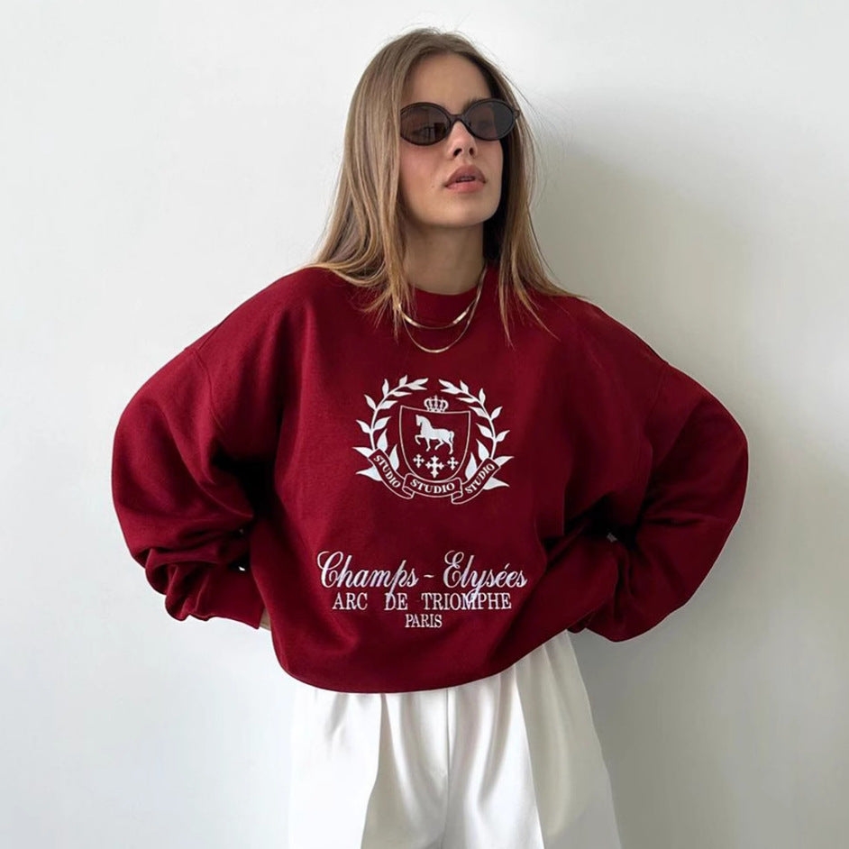 Damen Oversized Sweatshirt mit grafischem Print und weichem Futter EB