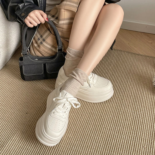 Damen modische Plattform Sneakers mit atmungsaktiver Oberflächenstruktur EB