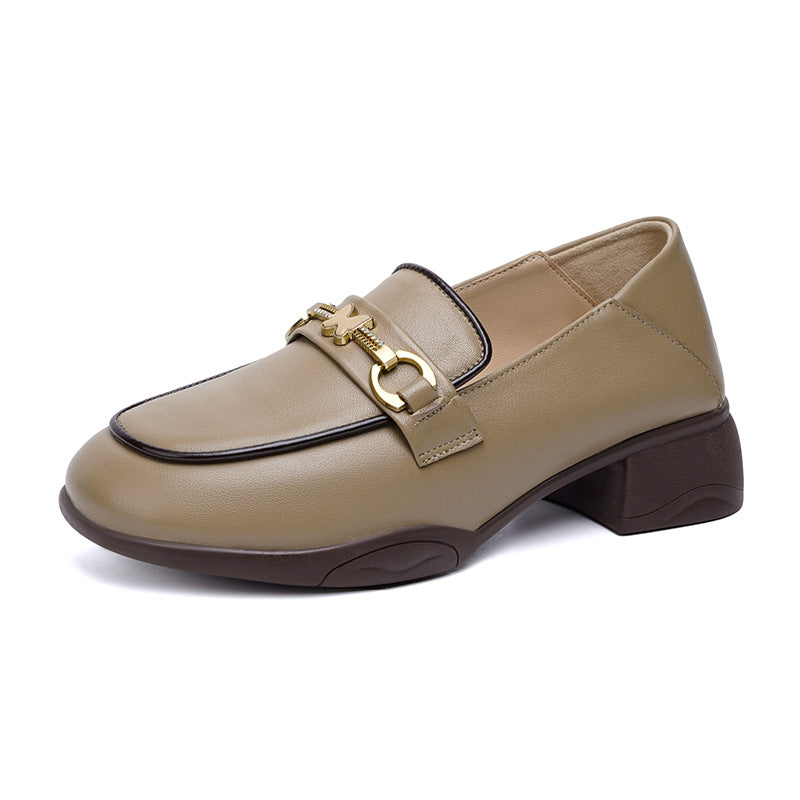 Damen Elegante Mokassins mit modischem Schmuckdetail und bequemem Blockabsatz EB